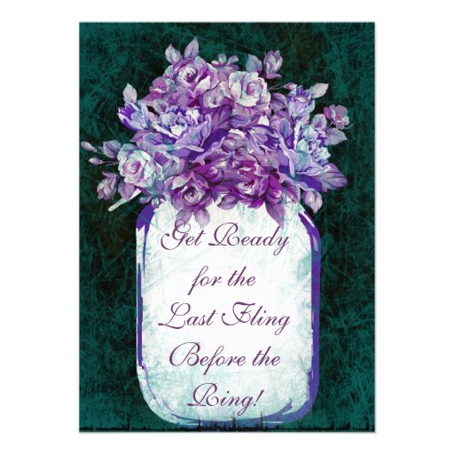 Purple Teal Mason Jar Bachelorette Party Invites