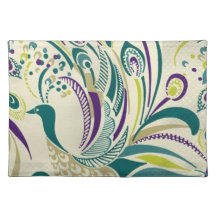 Purple Teal Peacock Swirl Placemat from Am. MoJo