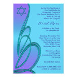 Purple Teal Star of David Bat Mitzvah Personalized Invites