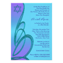Purple Teal Star of David Bat Mitzvah invitations
