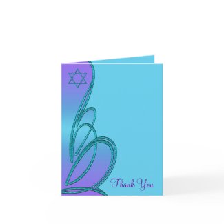 Purple Teal Star of David Thank You Card card