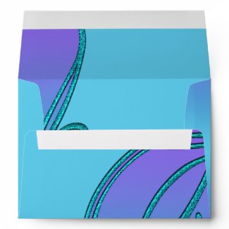 Purple Teal Swirl Invitation Envelope envelope