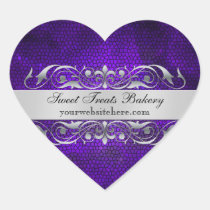 Purple Texture Heart Cupcake Baking Label Sticker