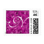 Purple Texture Monogram Postage postage