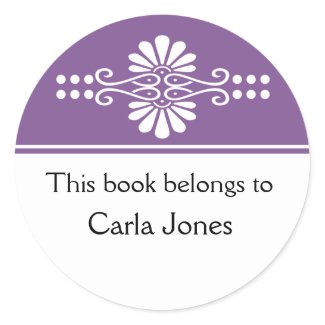 Purple This Book Belongs To Labels sticker