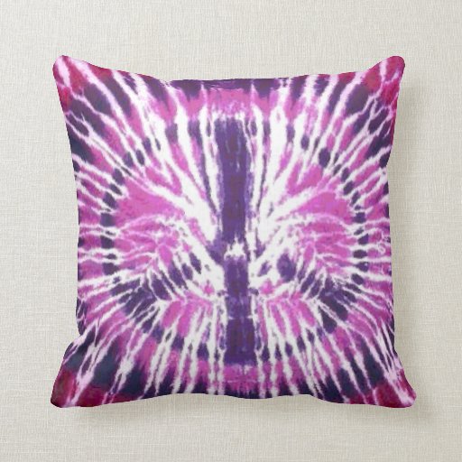 purple tie dye peace sign throw pillow Zazzle