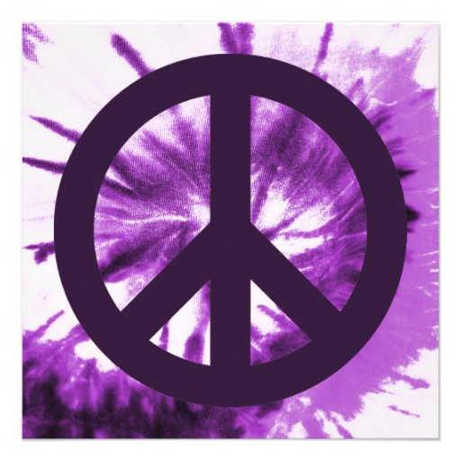 Purple Tie-Dye with Peace Symbol Personalized Invitation