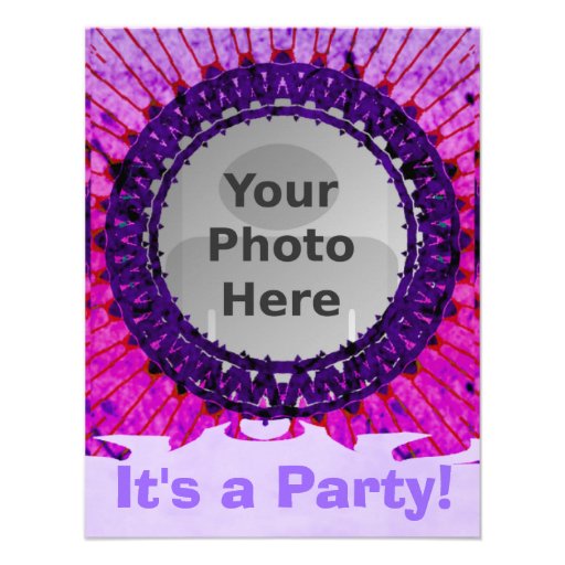 Purple Tiedye Photo Invitations