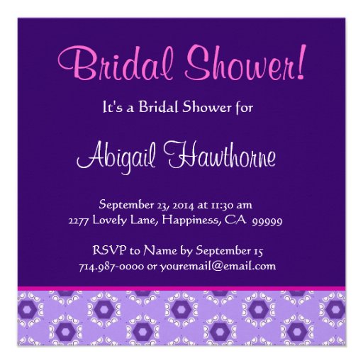 Purple Tiny Flowers Square Bridal Shower Announcement