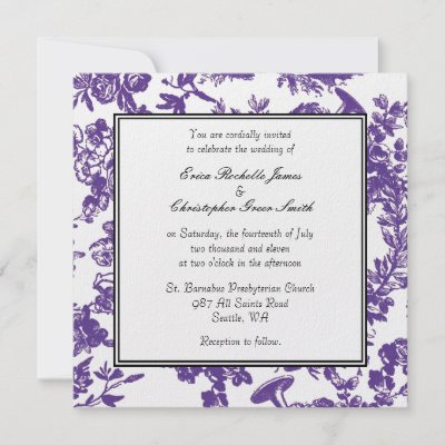 Purple Toile Wedding Invitation by invitationchic