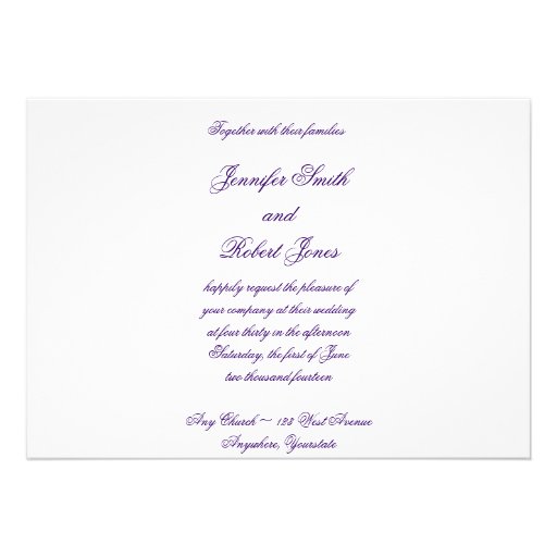 Purple Tone on Tone Linked Hearts Invitation
