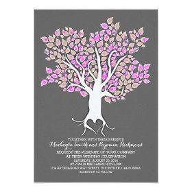 Purple tree elegant modern wedding invitations 5