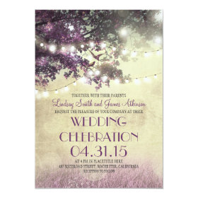 Purple tree Lights & Birds Wedding Invitation 5