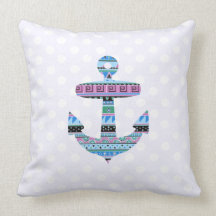 Purple Tribal Anchor and polka dots Pillows