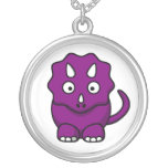 Purple Triceratops Cartoon Necklace