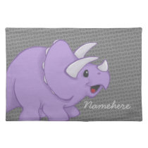 Purple Triceretops Dinosaur Placement with Name placemats