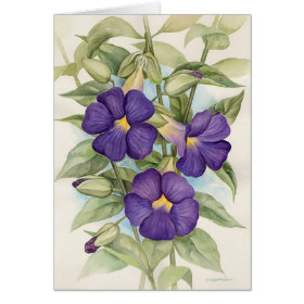Purple Tropical Flower Painting - Multi Greeting Card