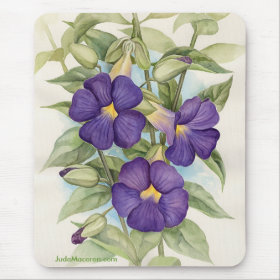Purple Tropical Flower Painting - Multi Mouse Pad