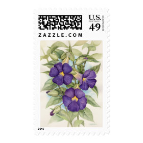 Purple Tropical Flower Painting - Multi Postage Stamp