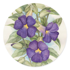 Purple Tropical Flower Painting - Multi Classic Round Sticker