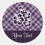 Purple Tropical Flowers Round Stickers