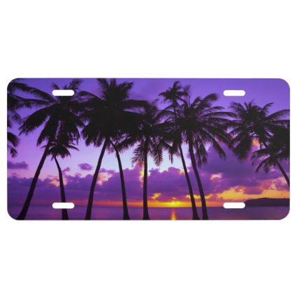 Purple Tropical Sunset 3 License Plate