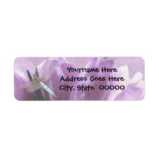 Purple Tulip Dragonfly Return Address Labels