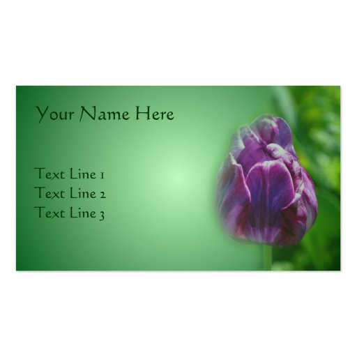 Purple Tulip Flower Nature Business Card (front side)