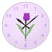 Purple Tulip Flower. Wall Clock