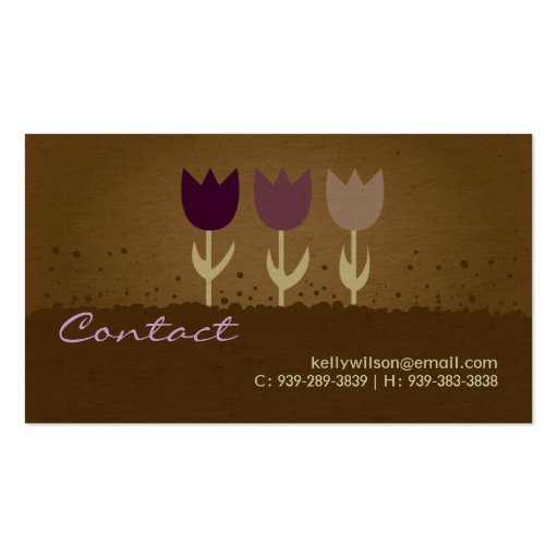 Purple Tulip Mommy Calling Business Cards (back side)