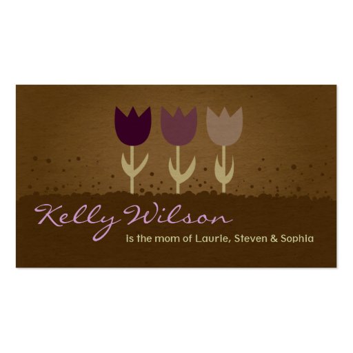 Purple Tulip Mommy Calling Business Cards (front side)