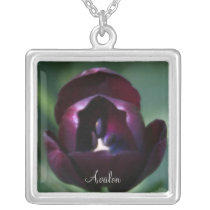 Purple Tulip Name Valentines Necklace