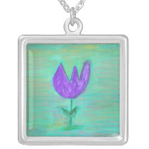 Purple Tulip Pendant necklaces