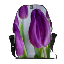 Purple Tulip Rickshaw Messenger Bag / Book Bag