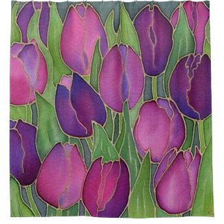 Purple Tulips Abstract Design Shower Curtain