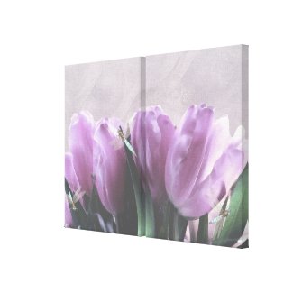 Purple Tulips Aqua Dragonflies Canvas Wall Decor Gallery Wrapped Canvas