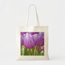 Purple Tulips Blooming in Spring Bags