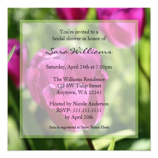 Purple Tulips Bridal Shower Invitations