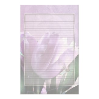Purple Tulips Dragonfly Optional Lined Note Paper