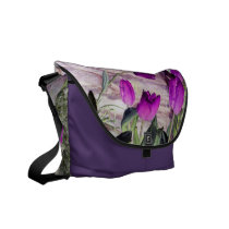 purple tulips messenger bag