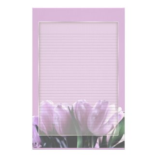 Purple Tulips Optional Lined Note Paper