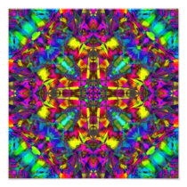 Purple Turquiose and Yellow Mandala Pattern Photo Art