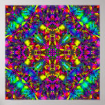 Purple Turquiose and Yellow Mandala Pattern Print