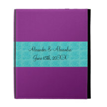 Purple turquoise roses wedding favors iPad cases