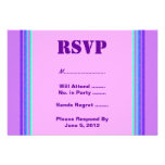 Purple turquoise stripe RSVP invitations