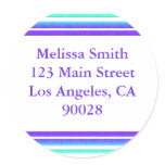 purple turquoise stripes adddress labels stickers