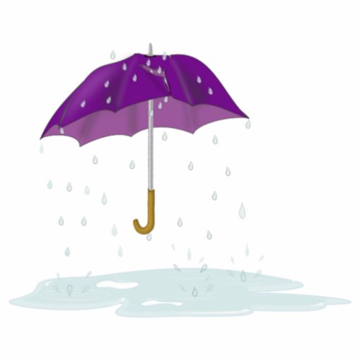 Purple Umbrella in the Rain Photo Cutouts