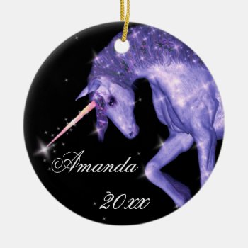 Purple Unicorn Fantasy Ceramic Ornament