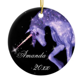 Purple Unicorn Fantasy Christmas Ornament