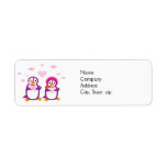 Purple Valentine Penguins Avery Label